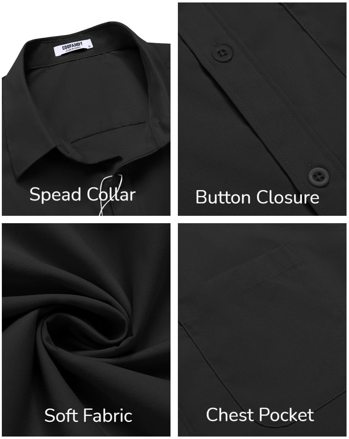 Thumbnail 4 de COOFANDY Men’s Short Sleeve Casual Button-Down Shirt with Pocket (Summer, Regular Fit)