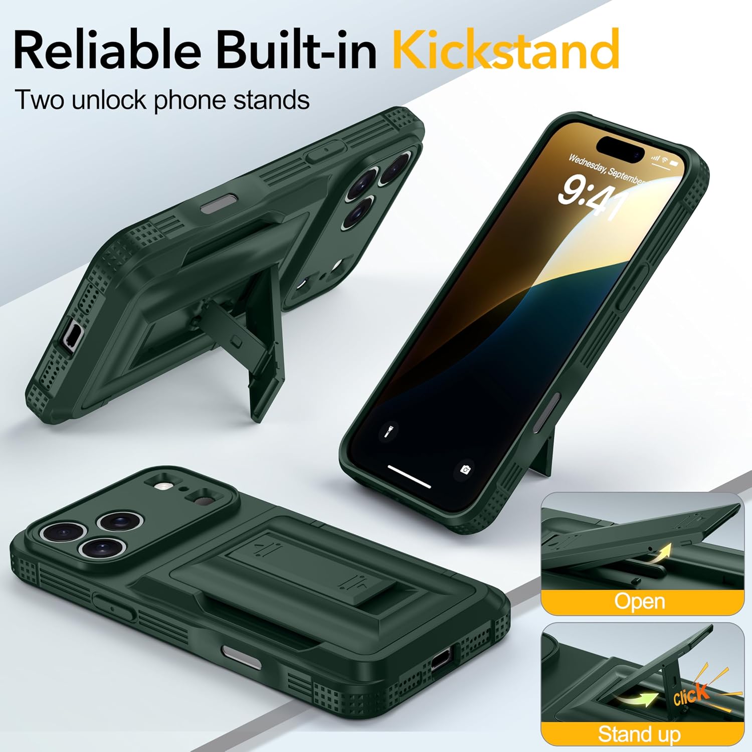 Detalle de Oterkin iPhone 17 Pro Max Wallet Case with Card Holder, Stand & RFID Blocking