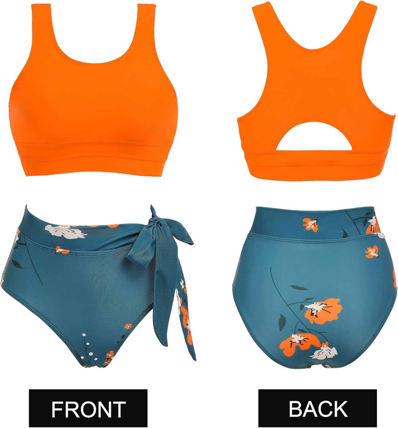 Detalle de AI'MAGE Femme Maillots de Bain Deux Pièces Taille Haute Bikini Set Rembourré – S à XXL