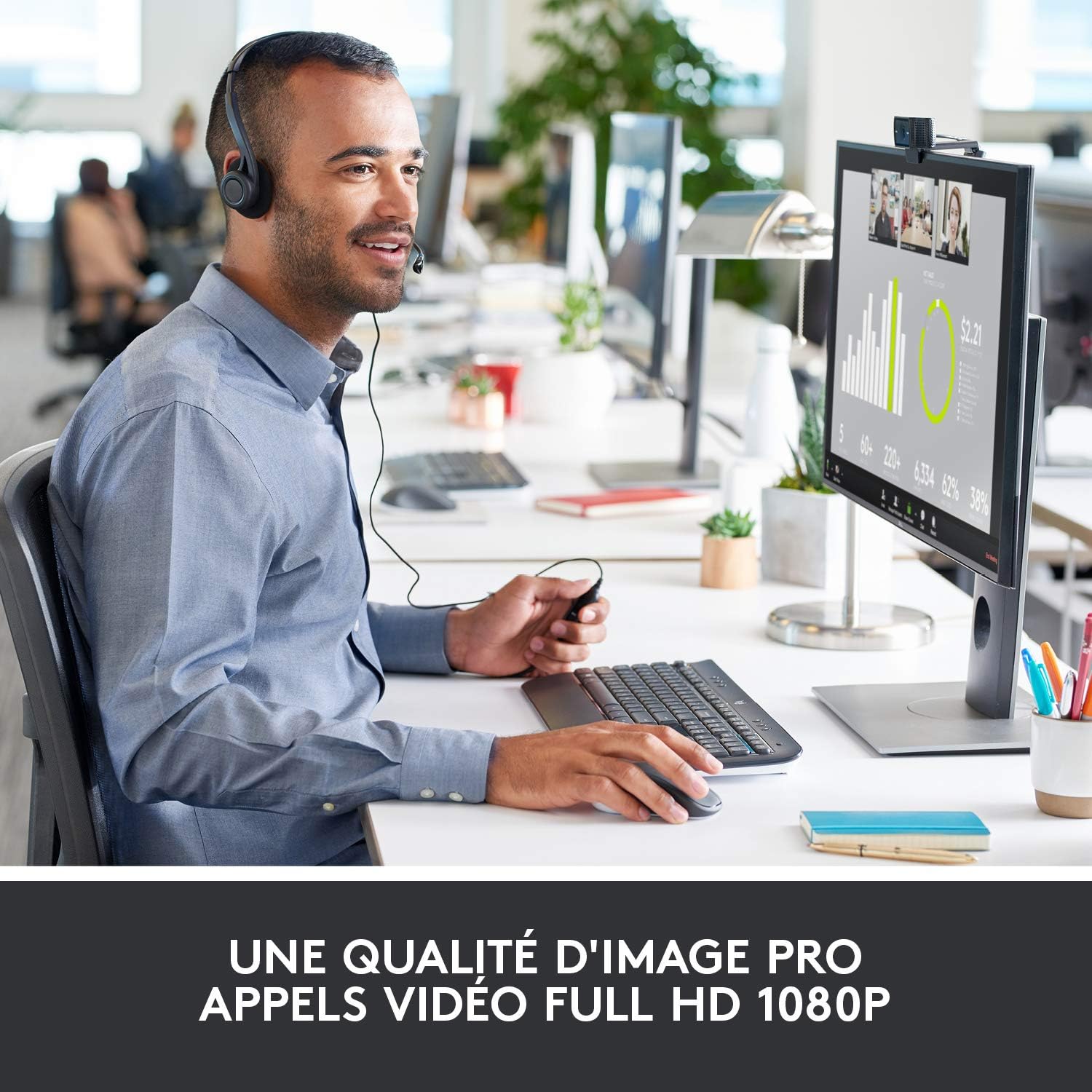 Detalle 2 de Logitech Webcam C920 HD Pro — Webcams Full HD fiable pour photos et calls