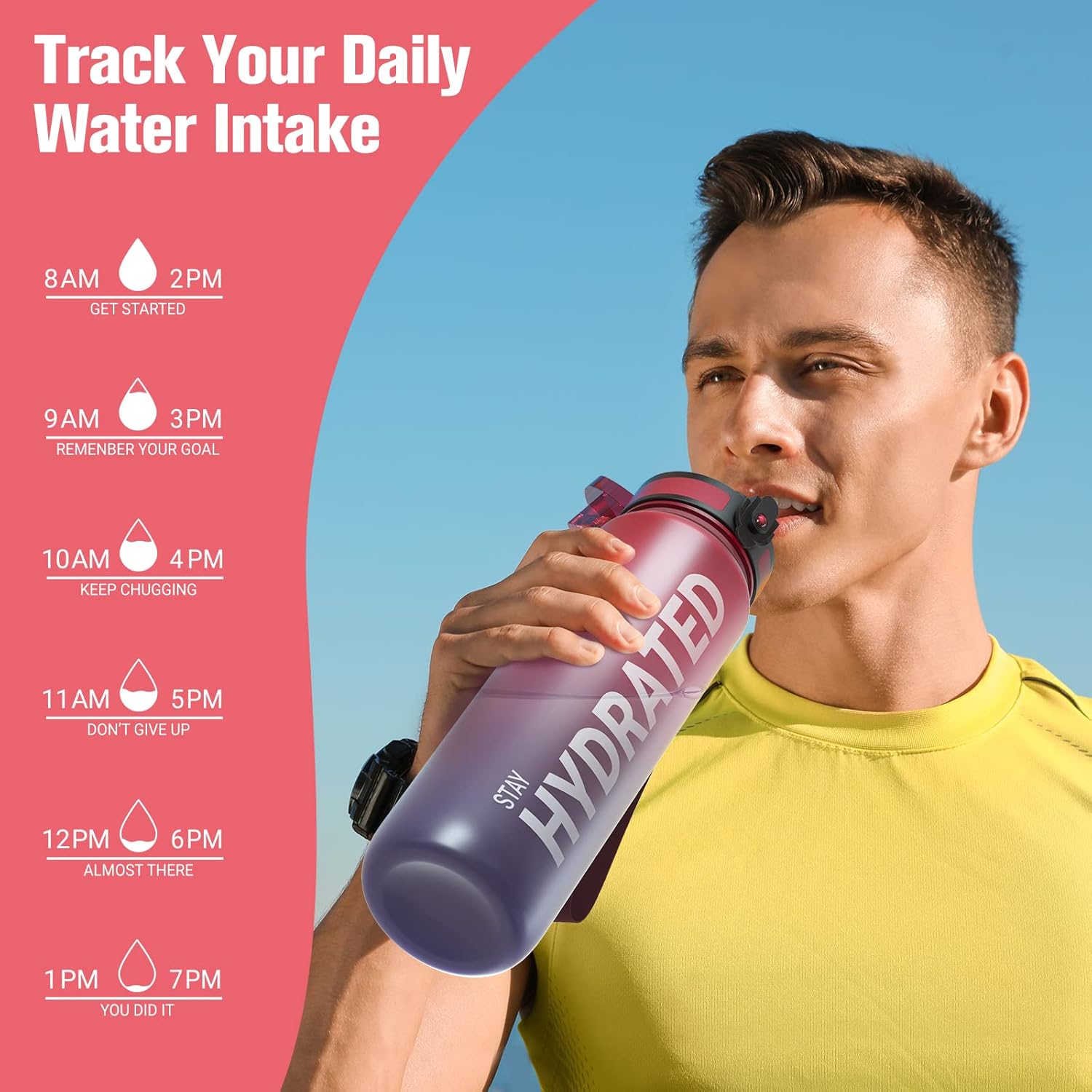 Thumbnail 6 de Sahara Sailor WBW001 32 oz Tritan Water Bottle with Time Markers