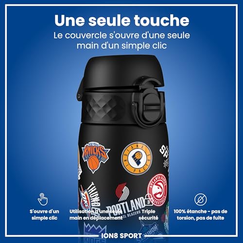 Detalle de Ion8 NBA Gourde 500 ml – Équipes Multiples, Anti-Fuite, Facile à Ouvrir