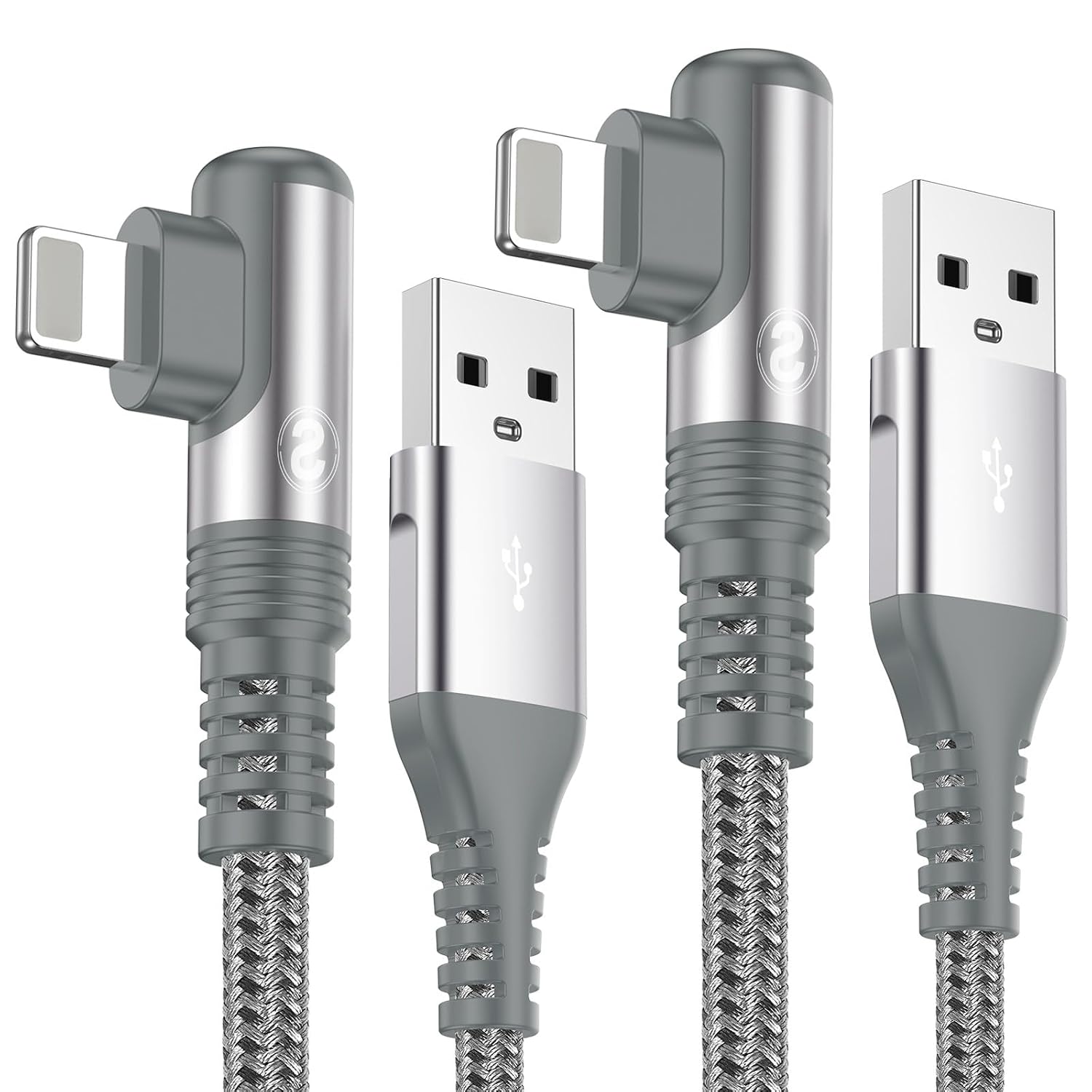 Detalle de sweguard 90-Degree Lightning Cable 2-Pack, 1 m and 3 m Nylon Braided Leads