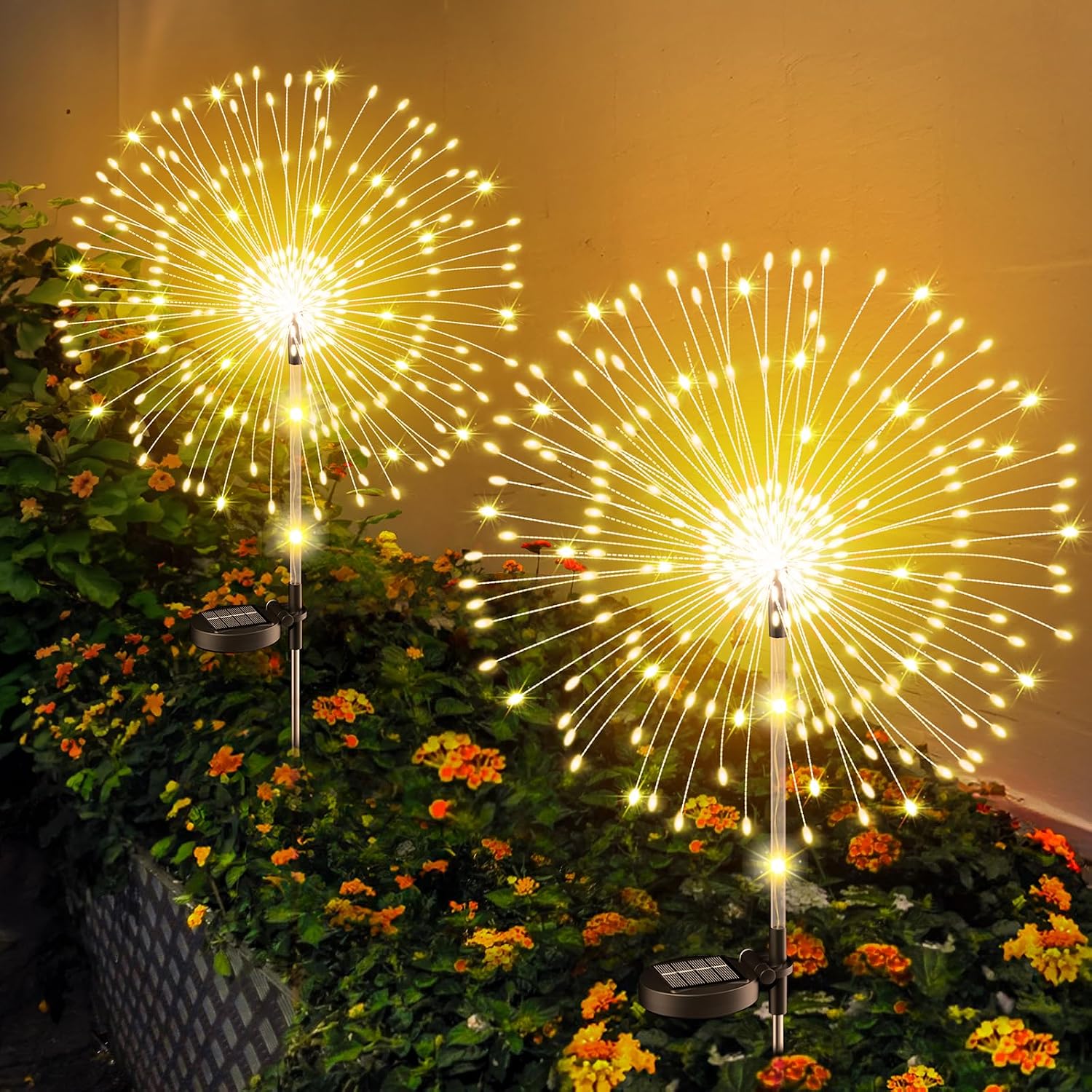Detalle de Solarleuchten für Außen Garten (2 Stück) mit 122 LEDs und 2 Höhenoptionen 82/102 cm – IP65