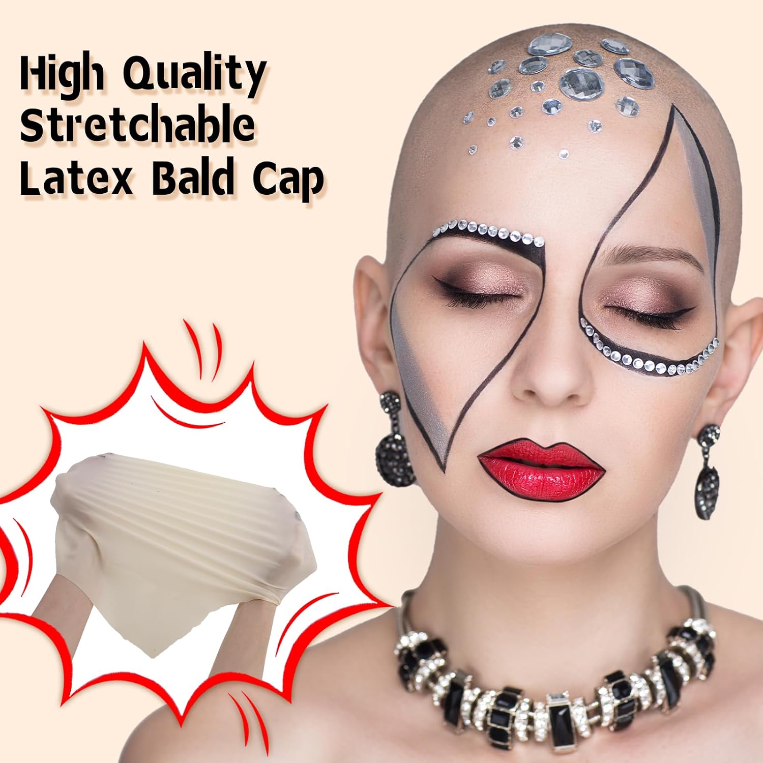 Detalle 2 de BOBISUKA STBS039_SET1 Bald Cap Makeup Kit with Latex and 5-Color Greasepaint