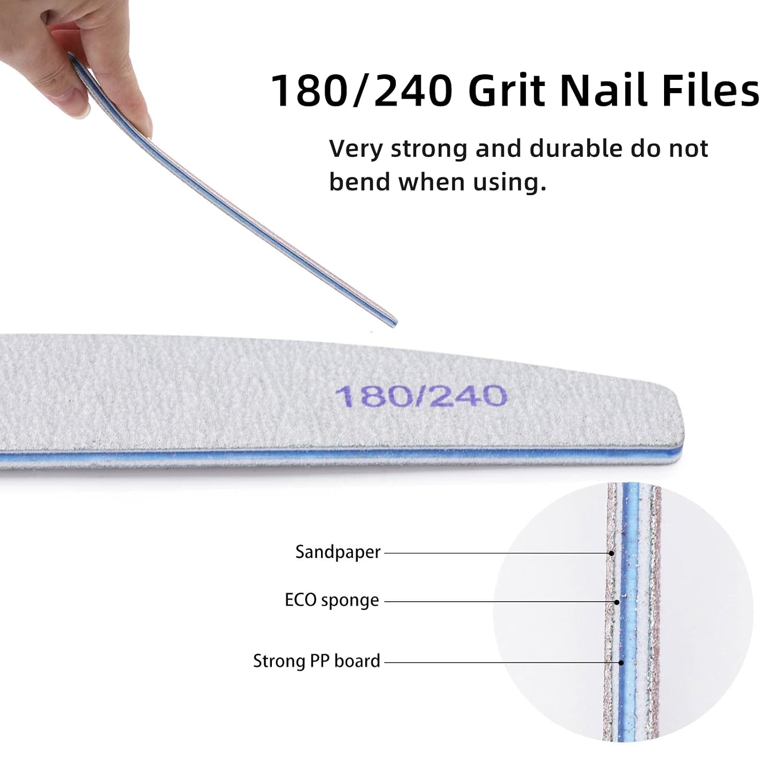 Detalle de BTYMS 202303012 Nail Files, 25-Pack, Double-Sided 180/240 Grit