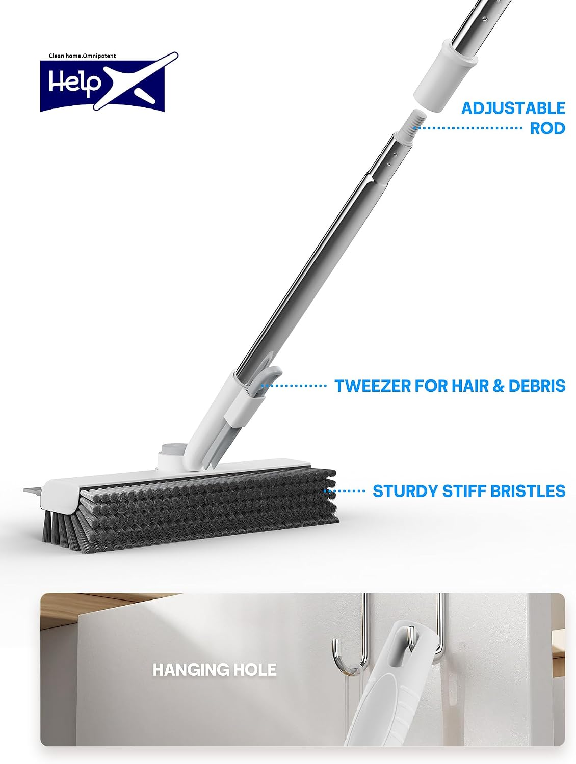 Detalle de HelpX Floor Scrub Brush with Stainless Steel Handle