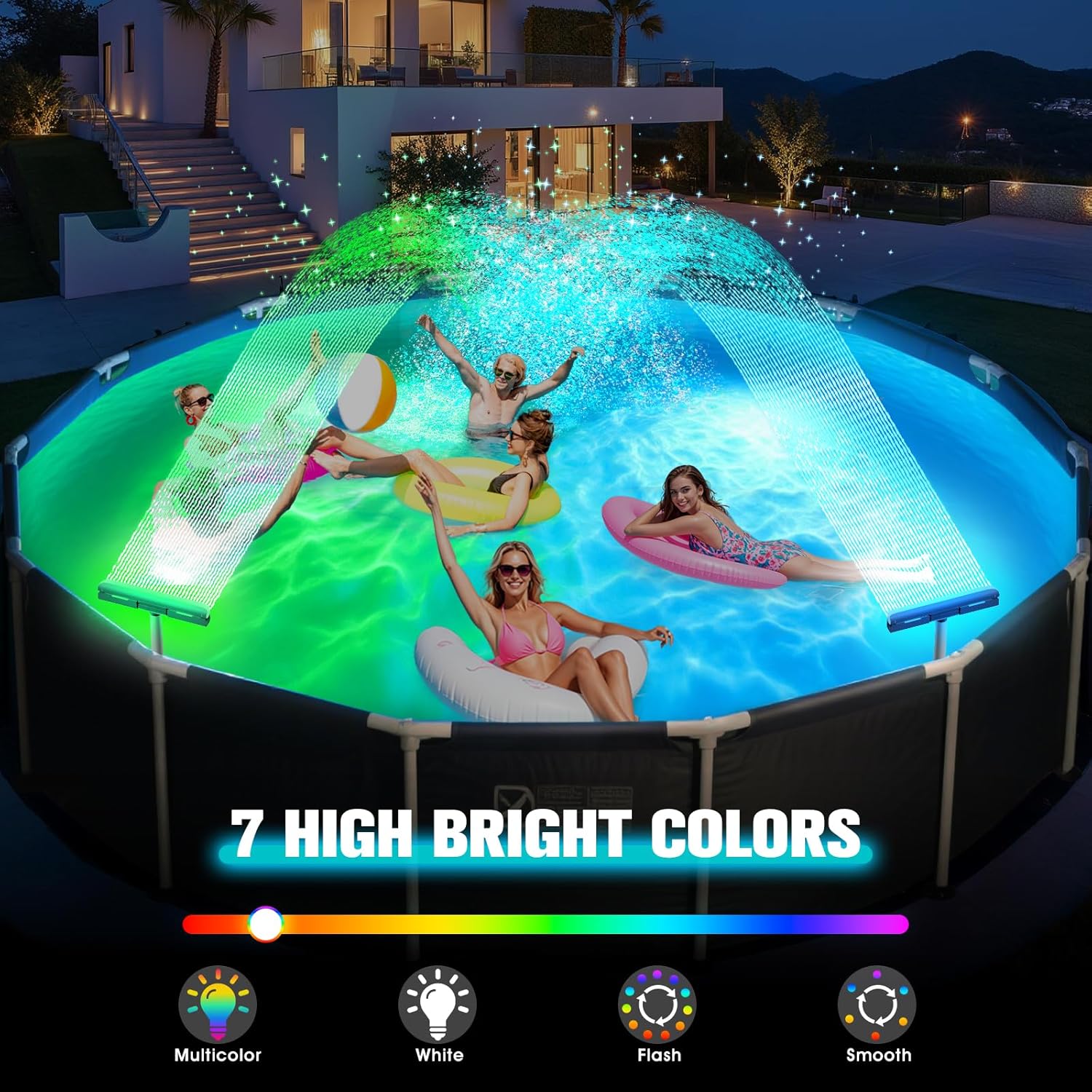 Thumbnail 2 de KingSom Pool Wasserfall mit LED – LED-Fontäne für Aufstell- & Eingrabene Pools