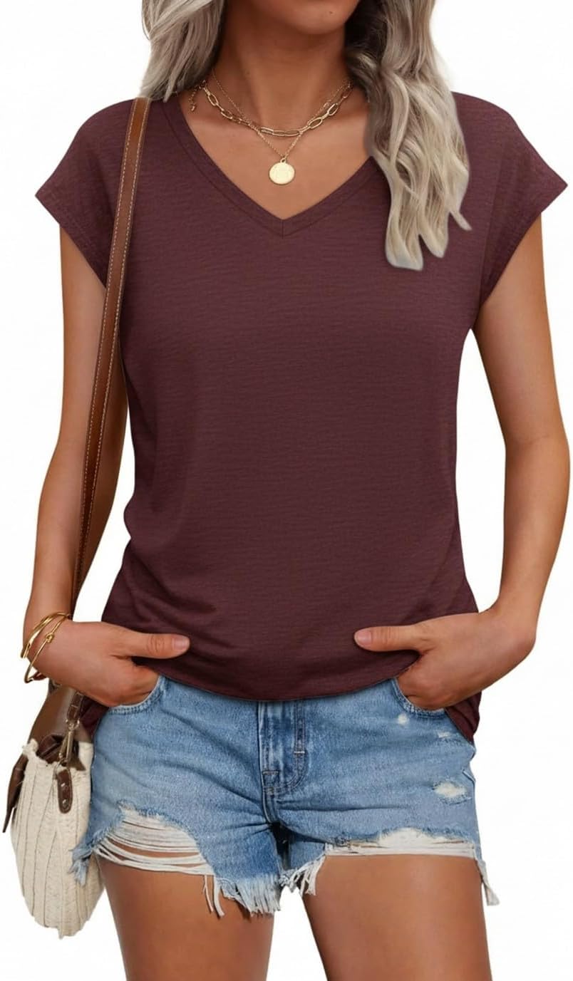 Thumbnail 5 de Suncife T-shirt d'été décontracté à manches courtes et col en V pour femme
