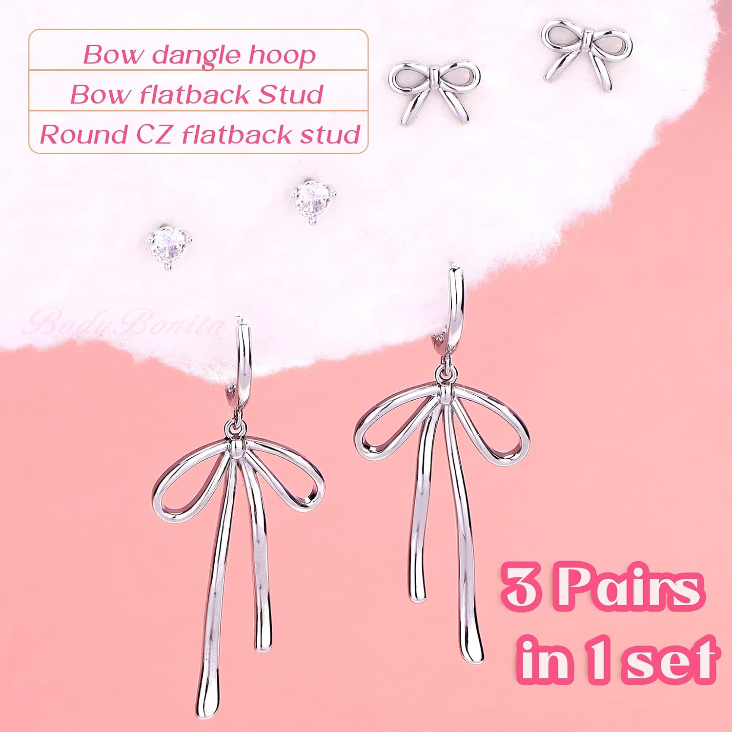 Detalle 2 de Bodybonita Schleife Ohrringe Set 3er