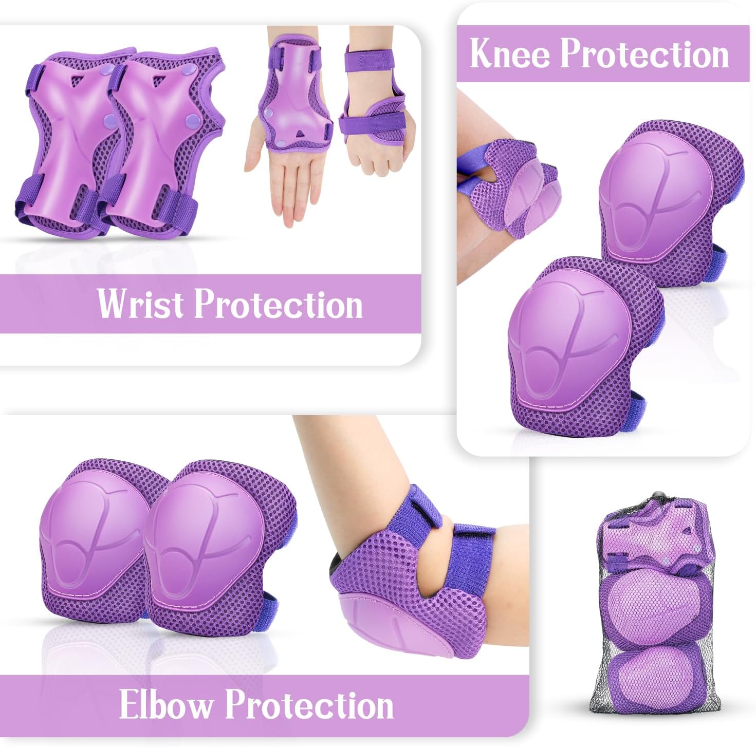 Detalle 2 de Kids Knee and Elbow Pads 6pc set protective gear 🛹