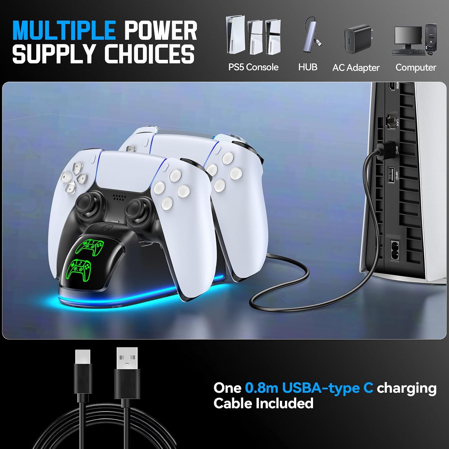 Thumbnail 5 de RGB PS5 Ladestation 2x Controller 2h Ladezeit