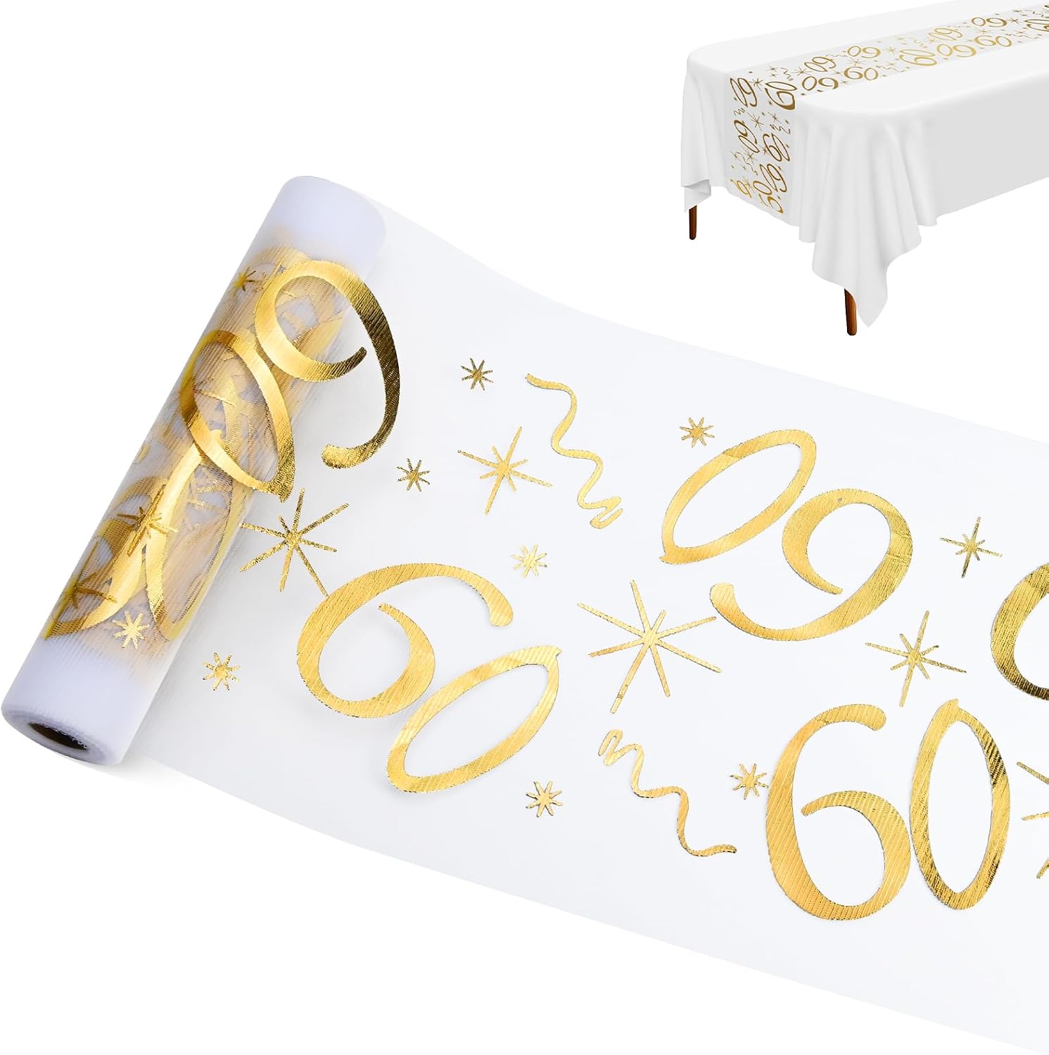 Detalle de Ouxayapl Ouxayapl-LQ01 tafelloper voor 60e verjaardag, goud, 28 cm x 10 m