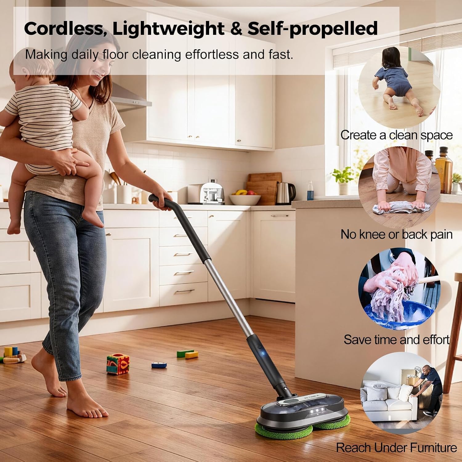 Detalle 2 de BLONEX Cordless Electric Mop, 250 mL Tank