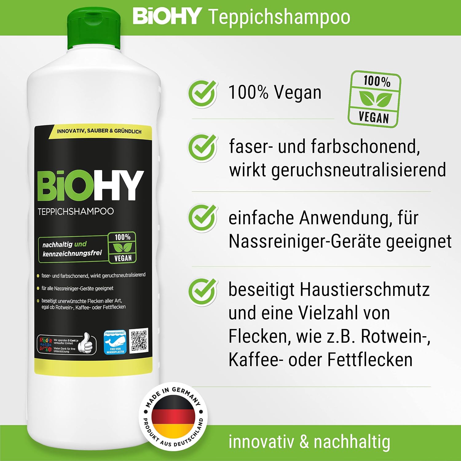 Detalle de BiOHY zestaw środków czyszczących z dozownikiem, 8 × 1 l, bez mikroplastiku