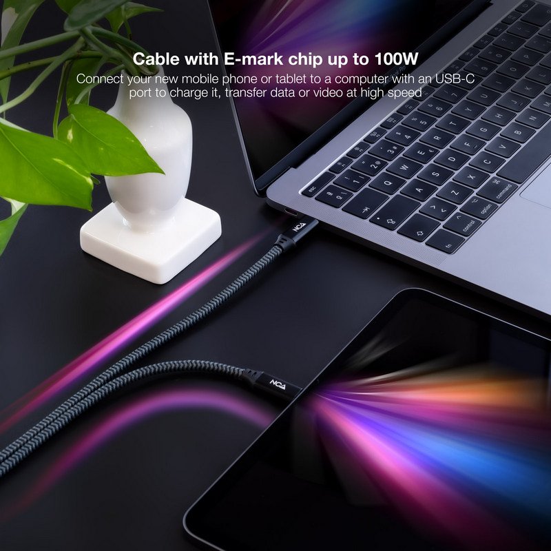 Thumbnail 2 de Nanocable USB 3.2 Gen2x2 20Gbps USB-C Macho/Macho 2m Verde Azulado/Negro
