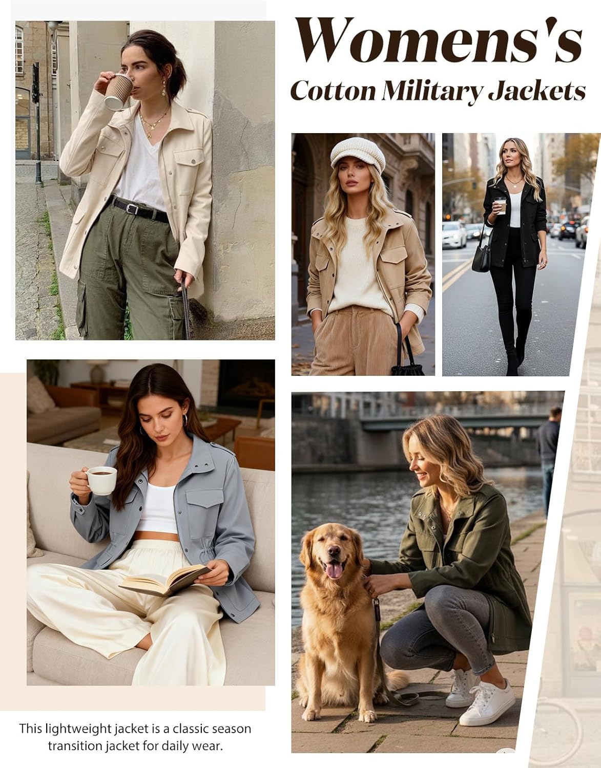 Thumbnail 5 de Tuopuda women’s cotton military jacket with stand-up collar and multiple pockets