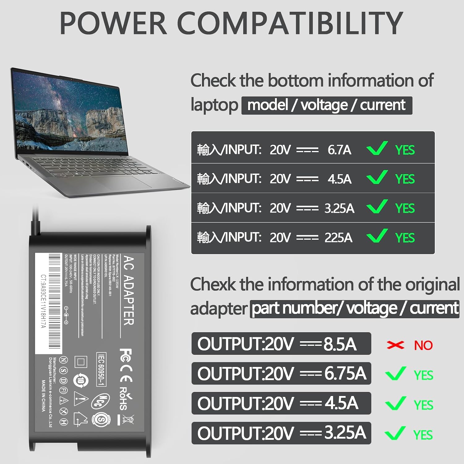 Thumbnail 1 de Chargeur Slim Tip 135W Lenovo ThinkPad / IdeaPad / LOQ / Legion