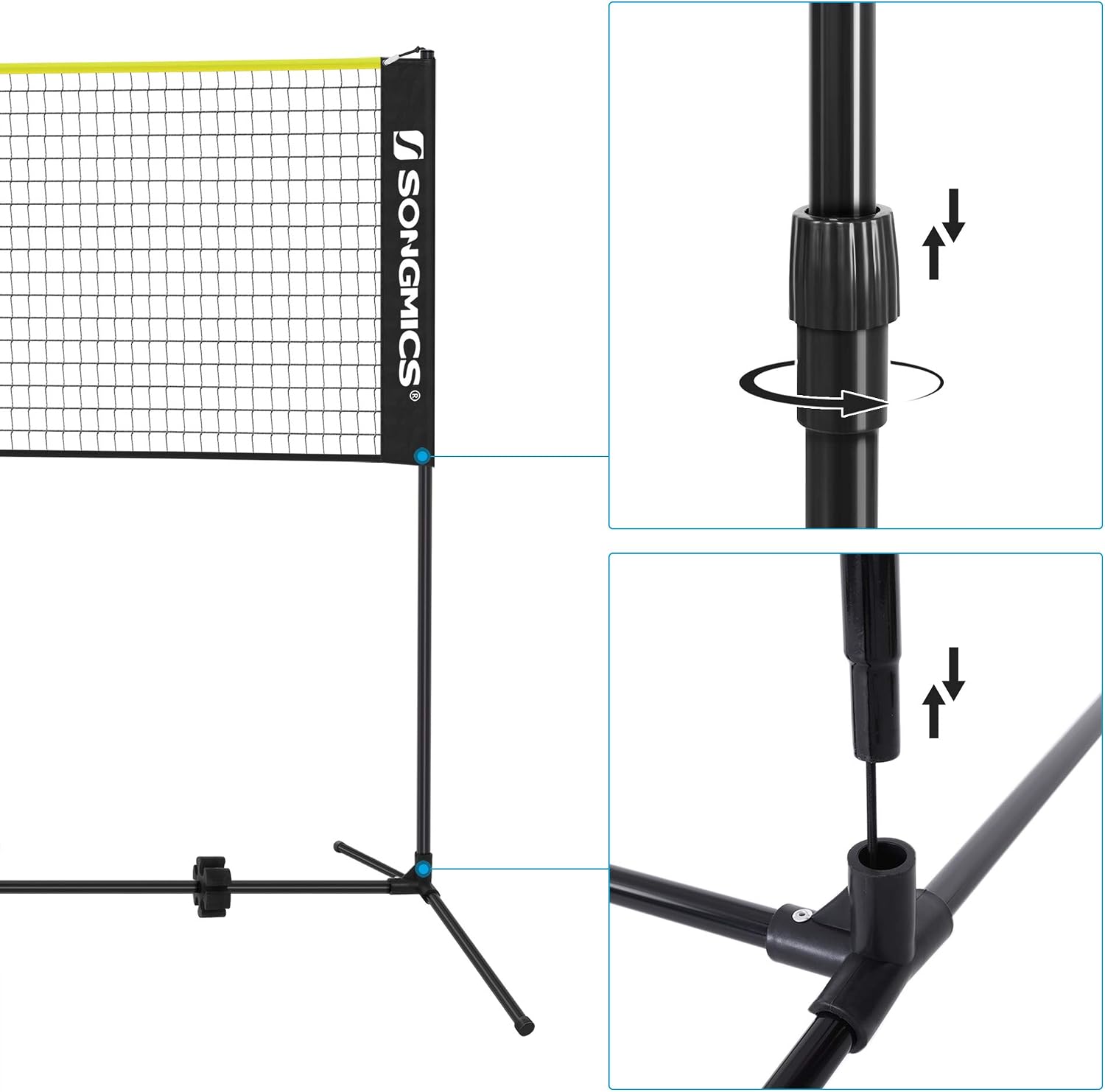 Detalle de SONGMICS filet de badminton 3 m avec hauteur réglable (ensemble portable)