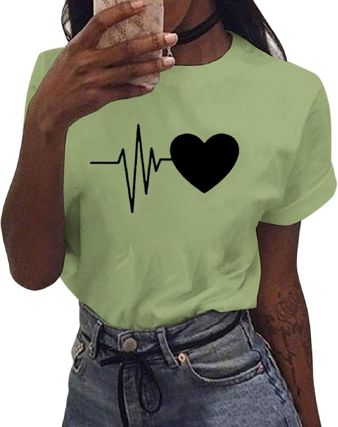 Thumbnail 1 de Tuopuda Damen T-Shirt Sommer – Rundhals, Kurzarm, Baumwolle, Print