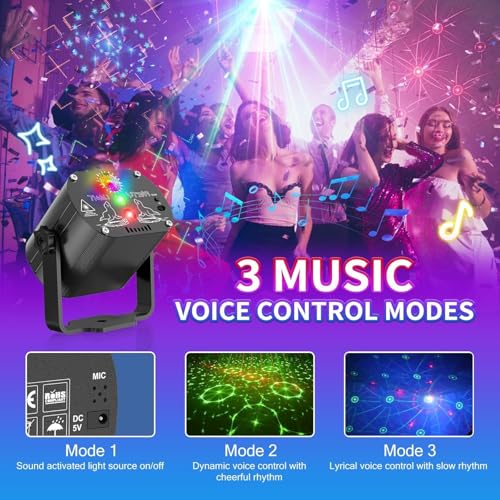 Detalle de Tyonto Discokugel: Musikgesteuertes Discolicht-Setup für Partys mit 60 Mustern und Fernbedienung