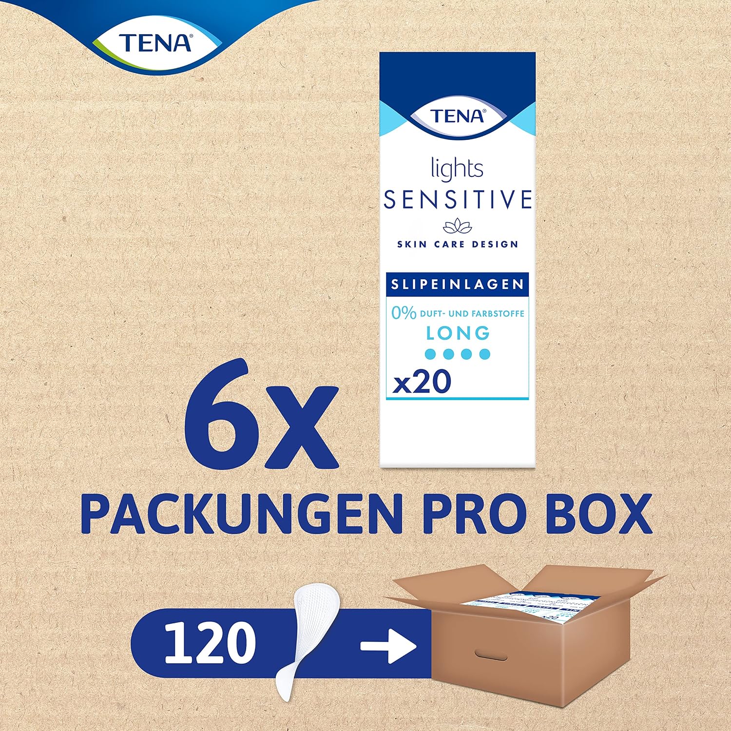 Detalle de TENA Lights Long Liner – 120 Inkontinenzeinlagen (20 x 6 Packungen) für Frauen mit leichter Blasenschwäche