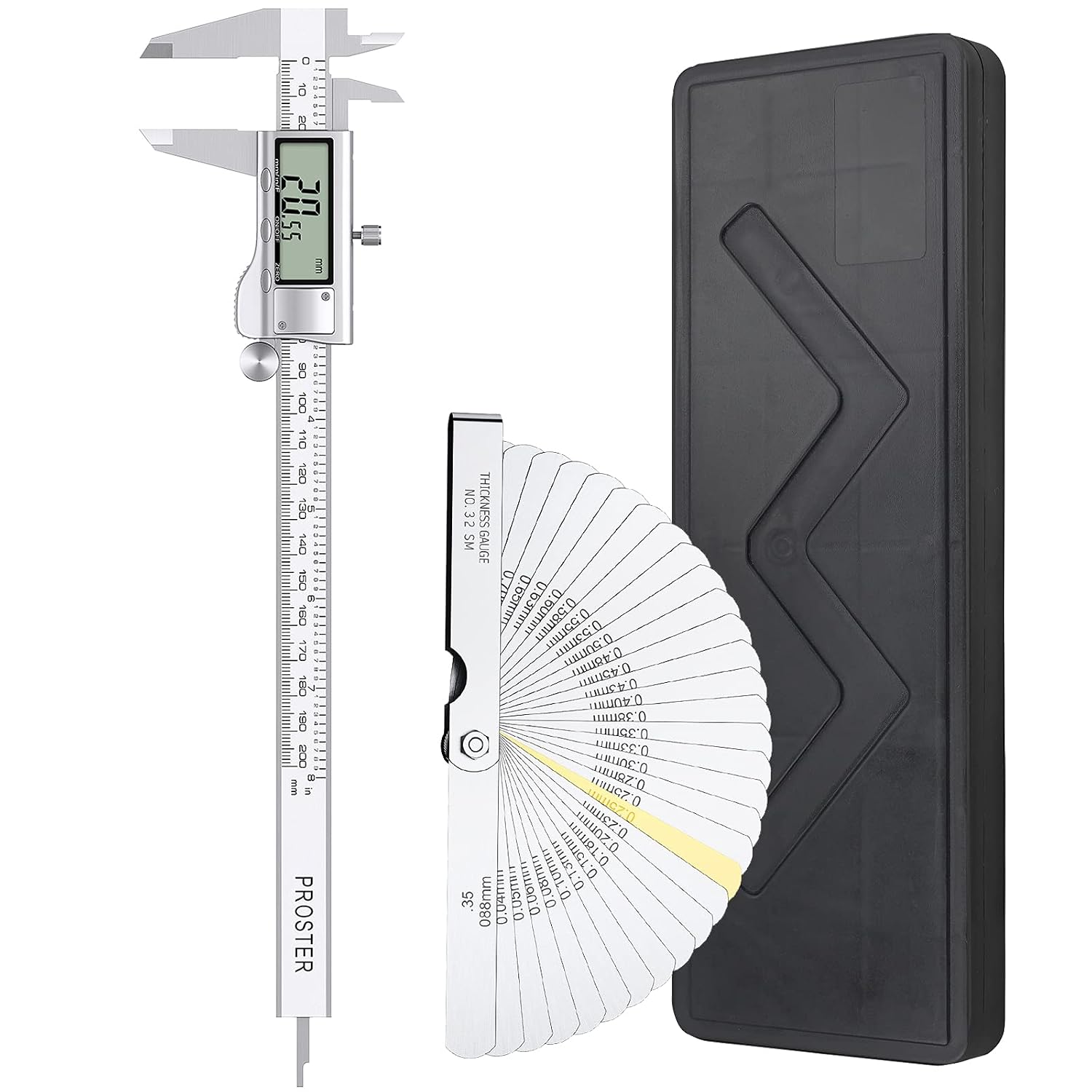 Detalle de Proster Digital Vernier Caliper, 200mm/8-inch with 32 Feeler Gauges