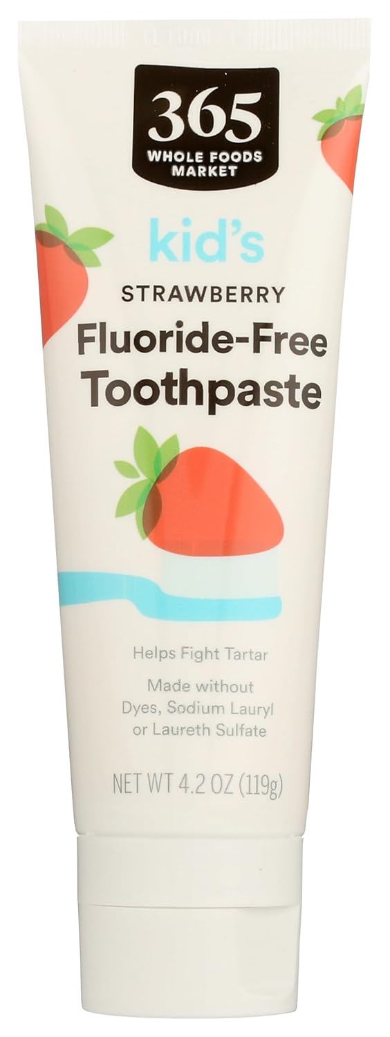 365 by Whole Foods Market Kids Fluoride-Free Toothpaste (Strawberry, 4.2 oz)