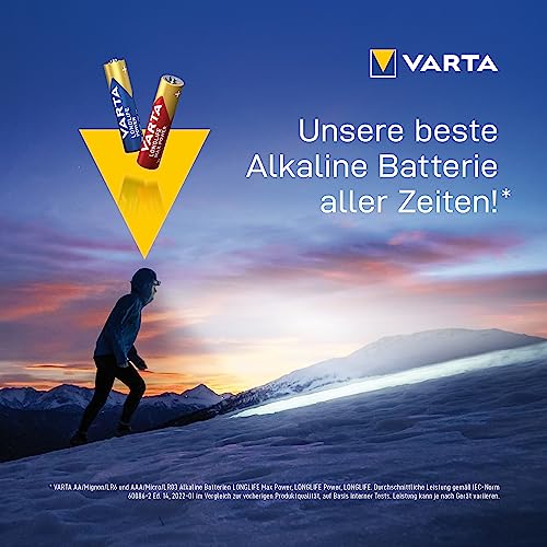 Detalle de VARTA AAA Longlife Power Batterien 20er Pack (10+10) – Alkaline, 1,5 V, LR03