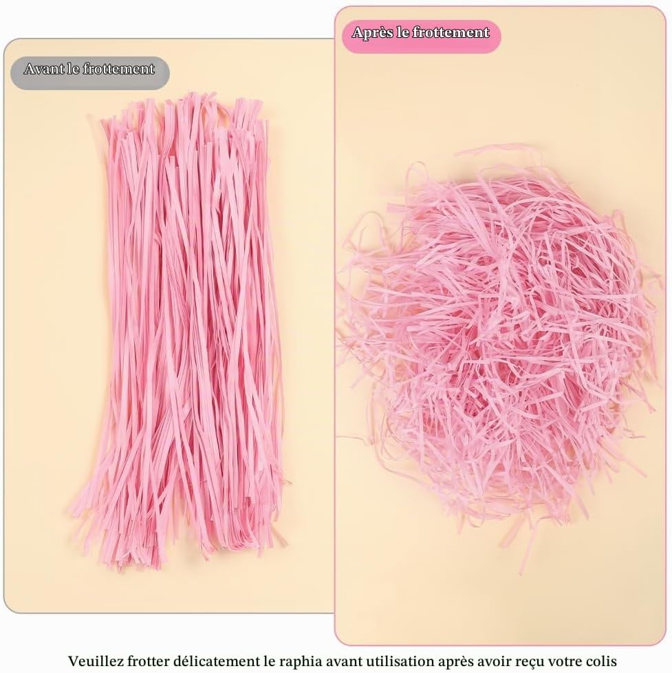 Detalle de Alaoo 5672155 raffiapapier, 100 g roze versnipperd vulmateriaal