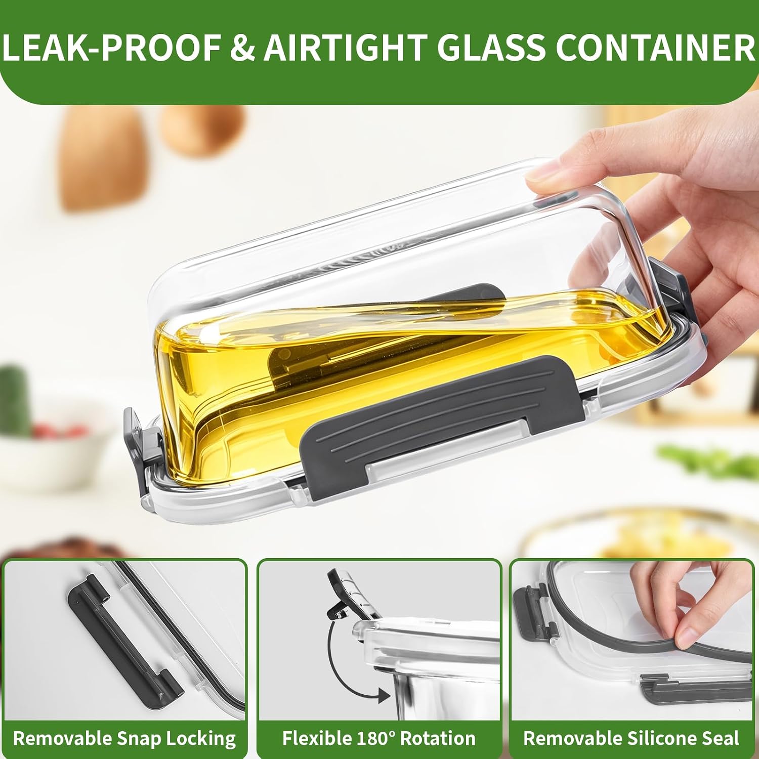 Detalle de HKJ Chef Glass Meal Prep Containers, Borosilicate Glass