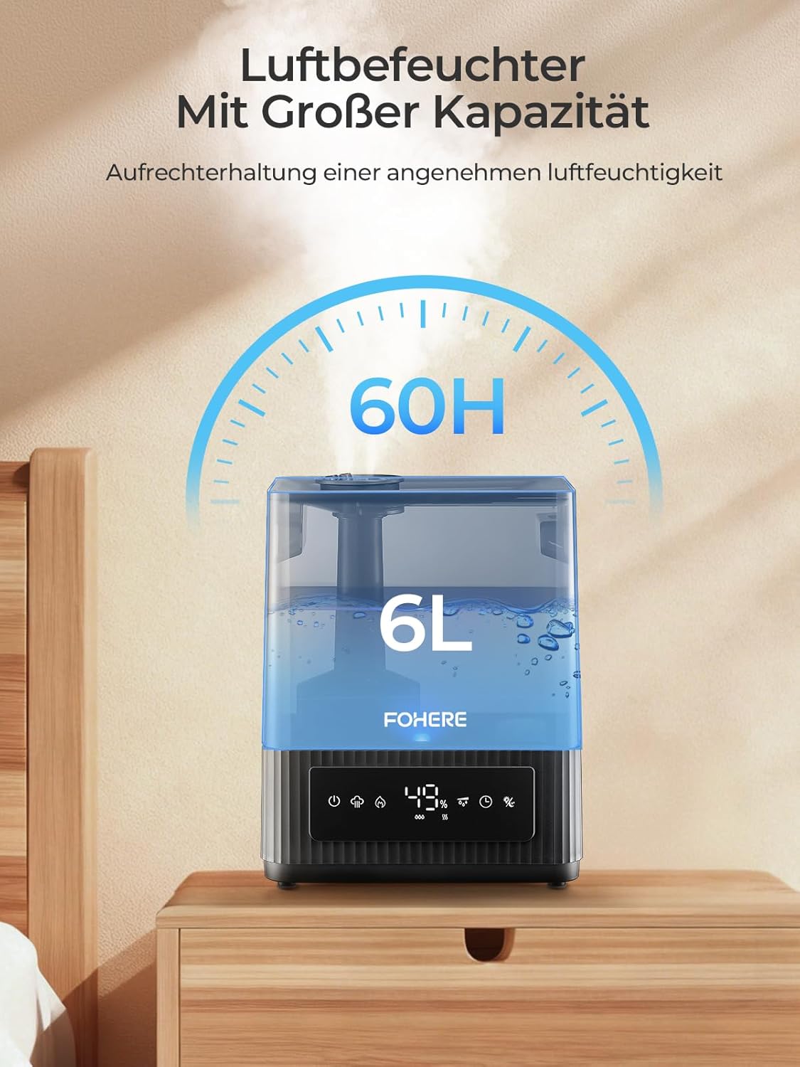 Detalle de Umidificatore 6 L per ambienti grandi 💧