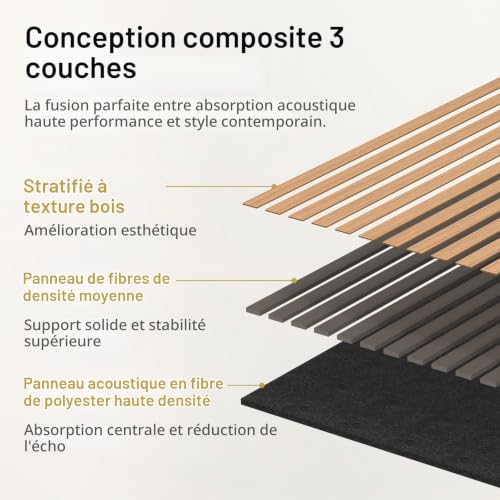 Detalle de TONOR Panneau Mural de Bois Teck 120x60 cm – Lot de 10