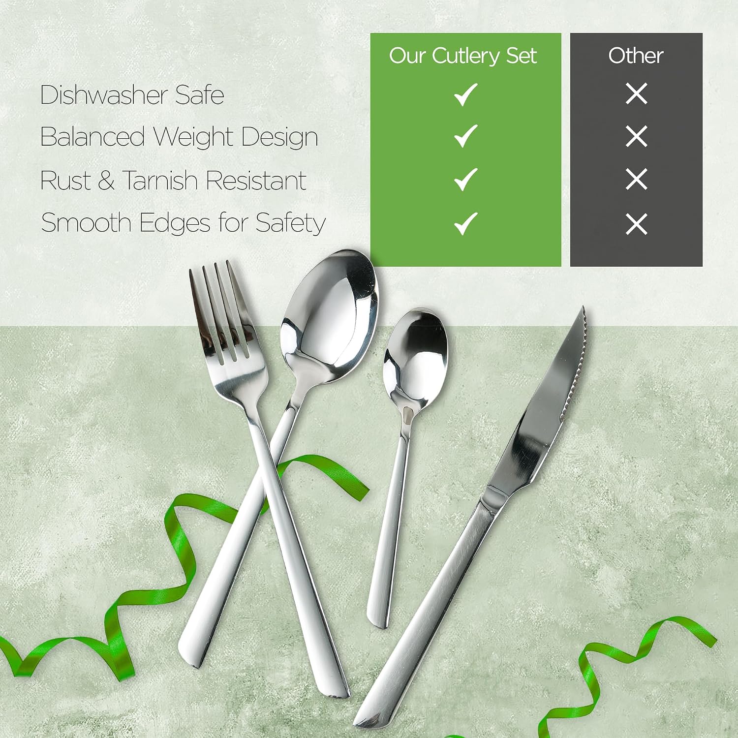 Detalle de Cutlery Set - 4 Piece Stainless Steel Cutlery for 1 Person
