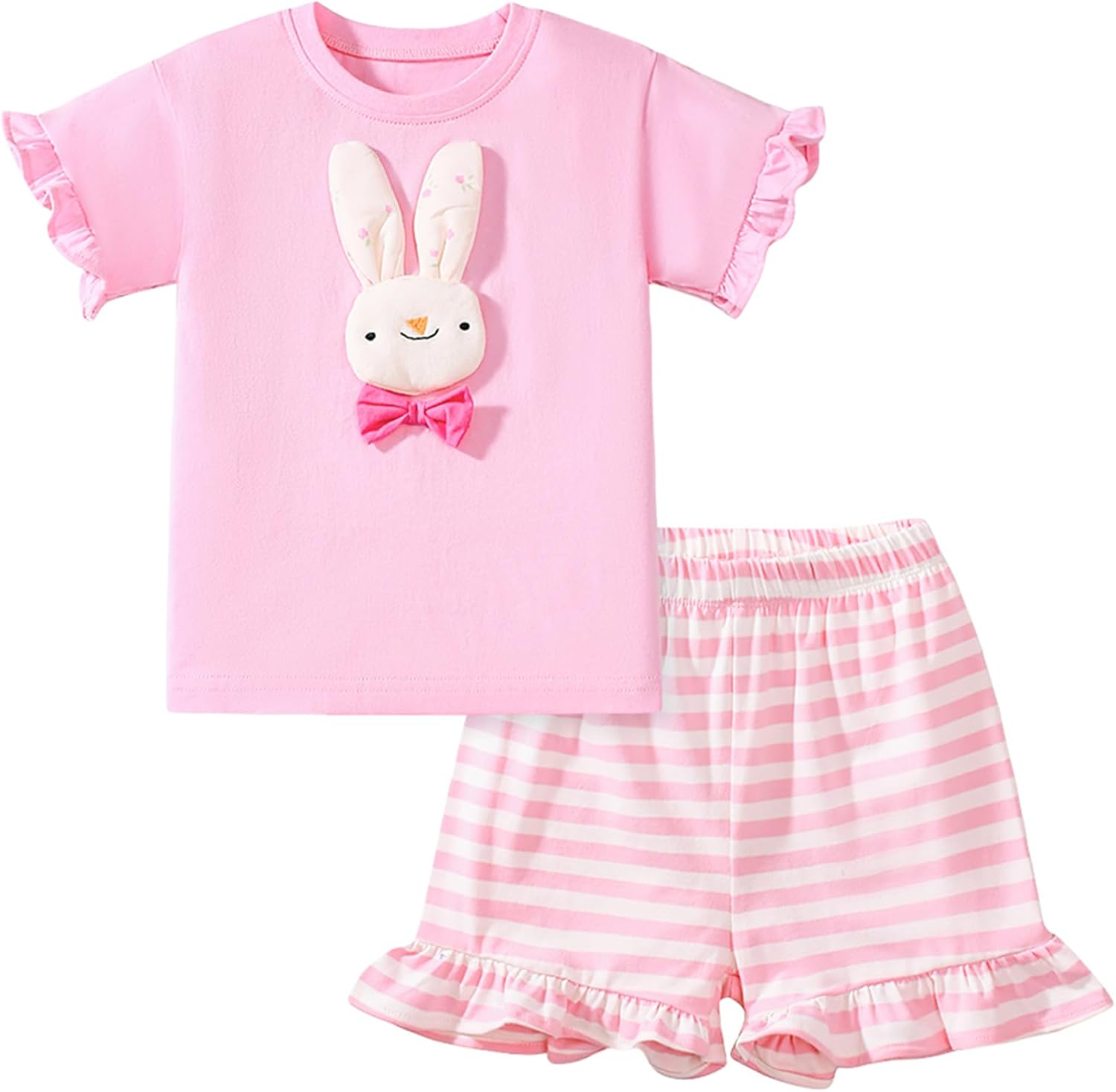TCWWBB Toddler Girls Summer Short Outfit Set (2-Piece) – Unicorn Bunny Print