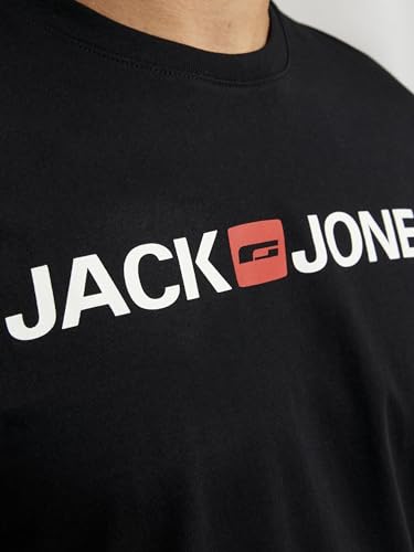 Detalle 2 de JACK & JONES Herren Jjecorp Logo Tee Crew Neck Noos T Shirt – Schwarz, XL EU