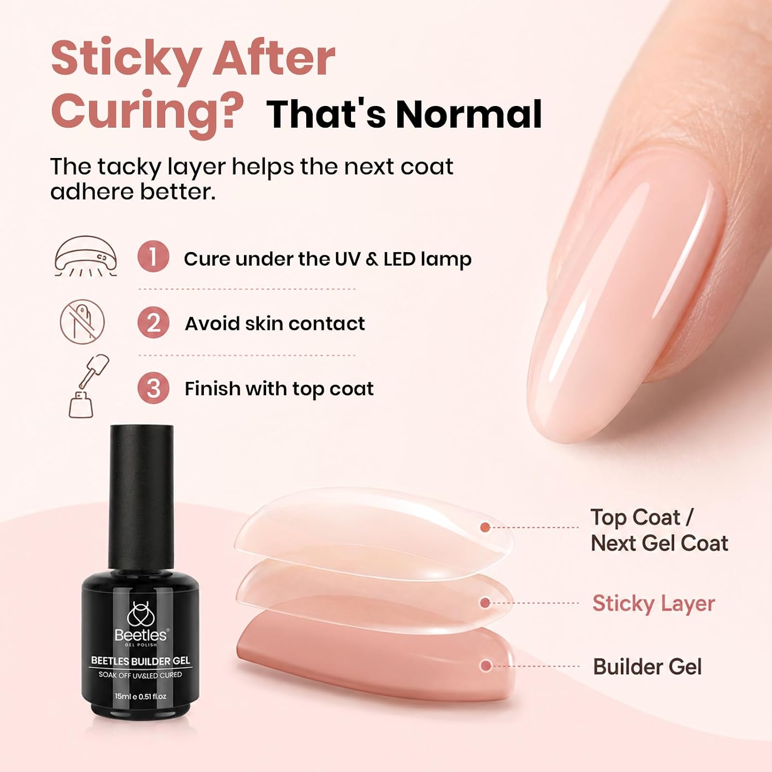 Thumbnail 6 de Beetles Builder Gel for Nails: 8-in-1 Natural Nude for Instant Apex & Strength