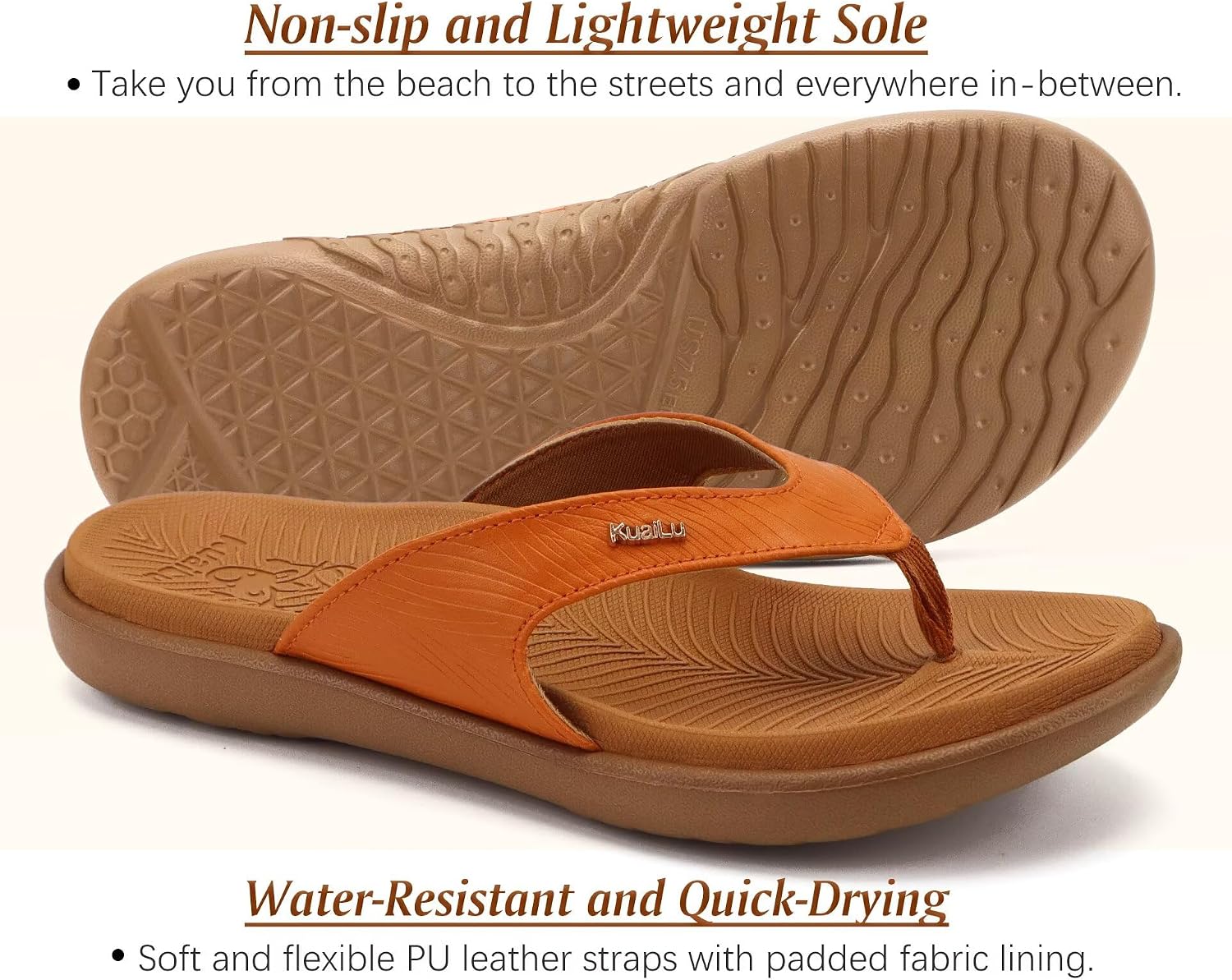 Detalle de KuaiLu Women's Orthotic Flip Flops with Arch Support – Lightweight Summer Sandals