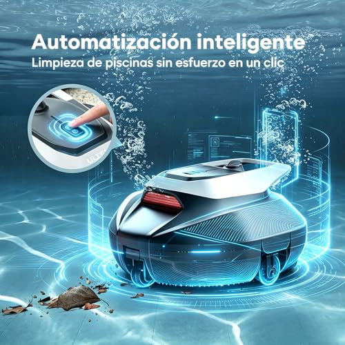 Detalle de Pooleco Robot Aspirador Piscina sin Cable con Flotador y 3 Motores – limpieza de fondo eficiente