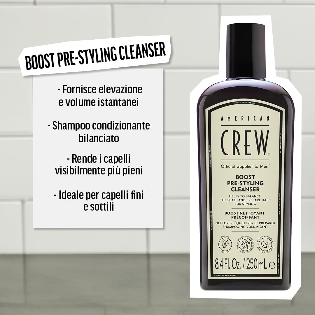 Thumbnail 1 de American Crew Boost Pre-Styling Shampoo 250ml – shampoo vegano volumizzante per capelli sottili