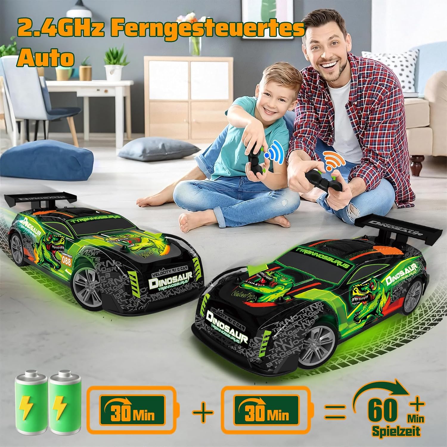 Detalle de PENGBU RC 3699-RC6 – samochód-dinozaur 1:16, 15 km/h, zielone światła