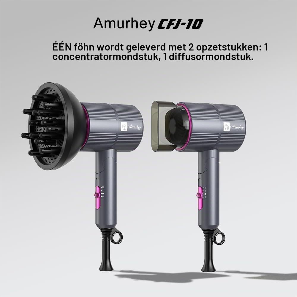 Detalle 2 de Amurhey opvouwbare reisföhn 2000 W met ionentechnologie en diffuser