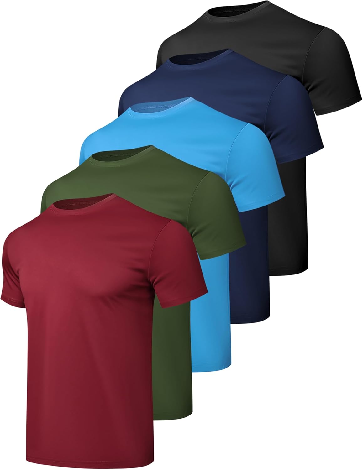Detalle de HovSiyla 1/5 Pack Men’s Quick-Dry Workout Shirts (Athletic Running Gym Performance Tees)