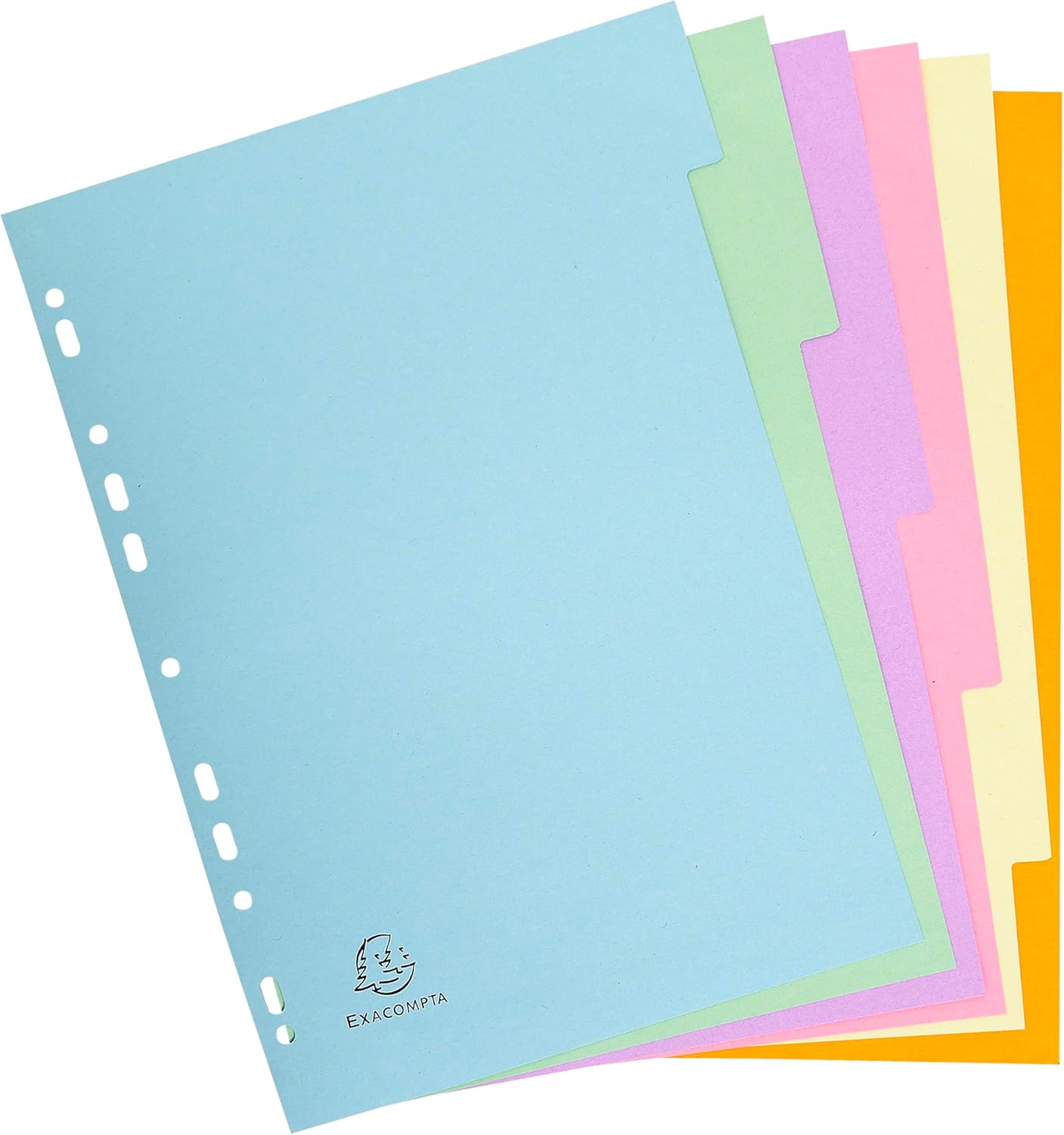 Thumbnail 1 de Exacompta 1606SE – Pack de 5 jeux d'intercalaires en carte pastel recyclée 170 g/m², A4 (22,5 x 29,7 cm), 6 onglets neutres