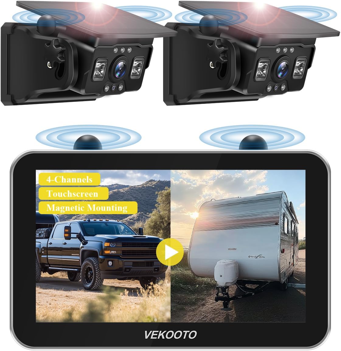 Detalle de VEKOOTO VK7Pro 2 Magnetic Solar Wireless Backup Camera (7-inch IPS Touchscreen, 1080P)