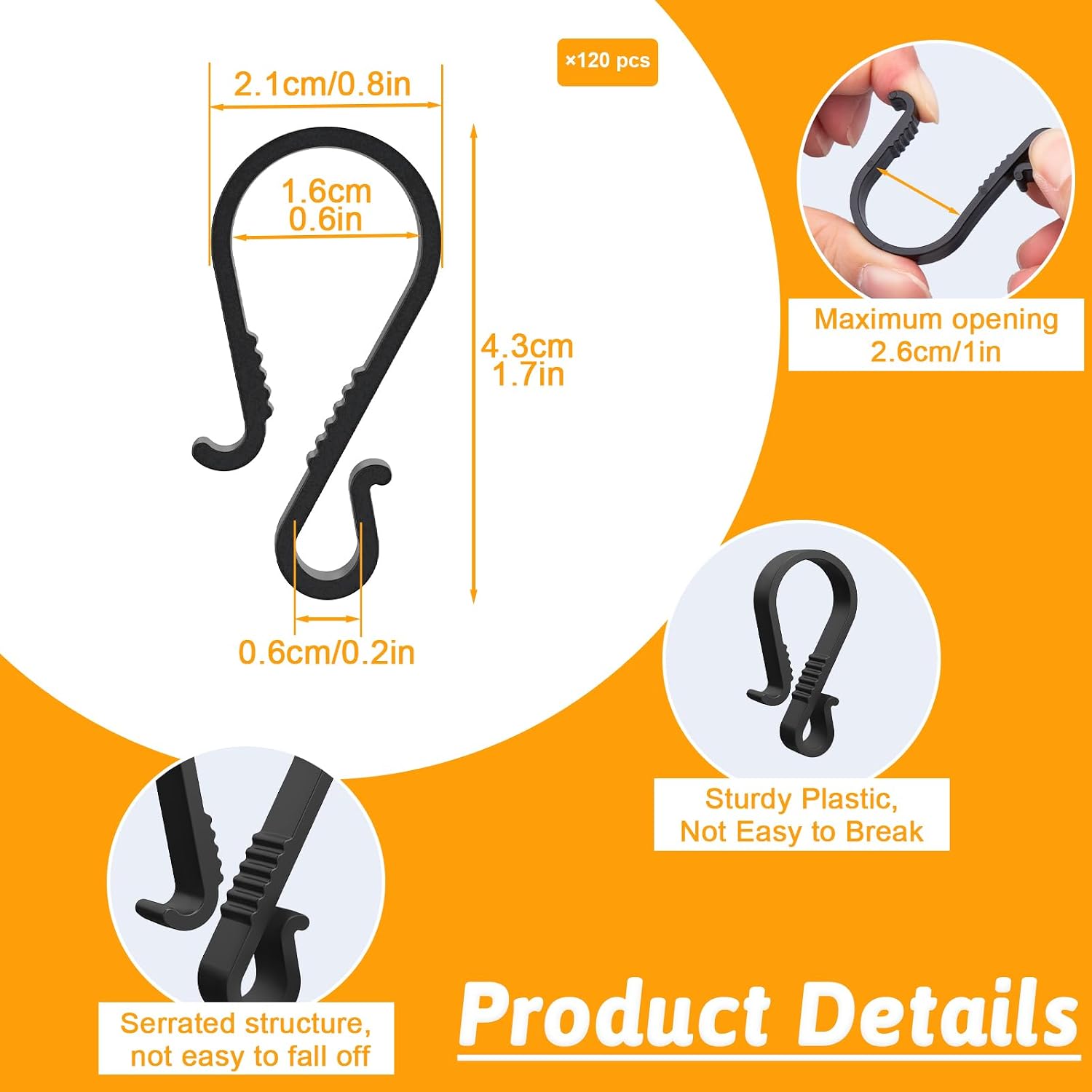 Thumbnail 4 de Dalugo Gutter Hooks for Outdoor Lights – 40 Black Plastic S Clips for Hanging Christmas Lights