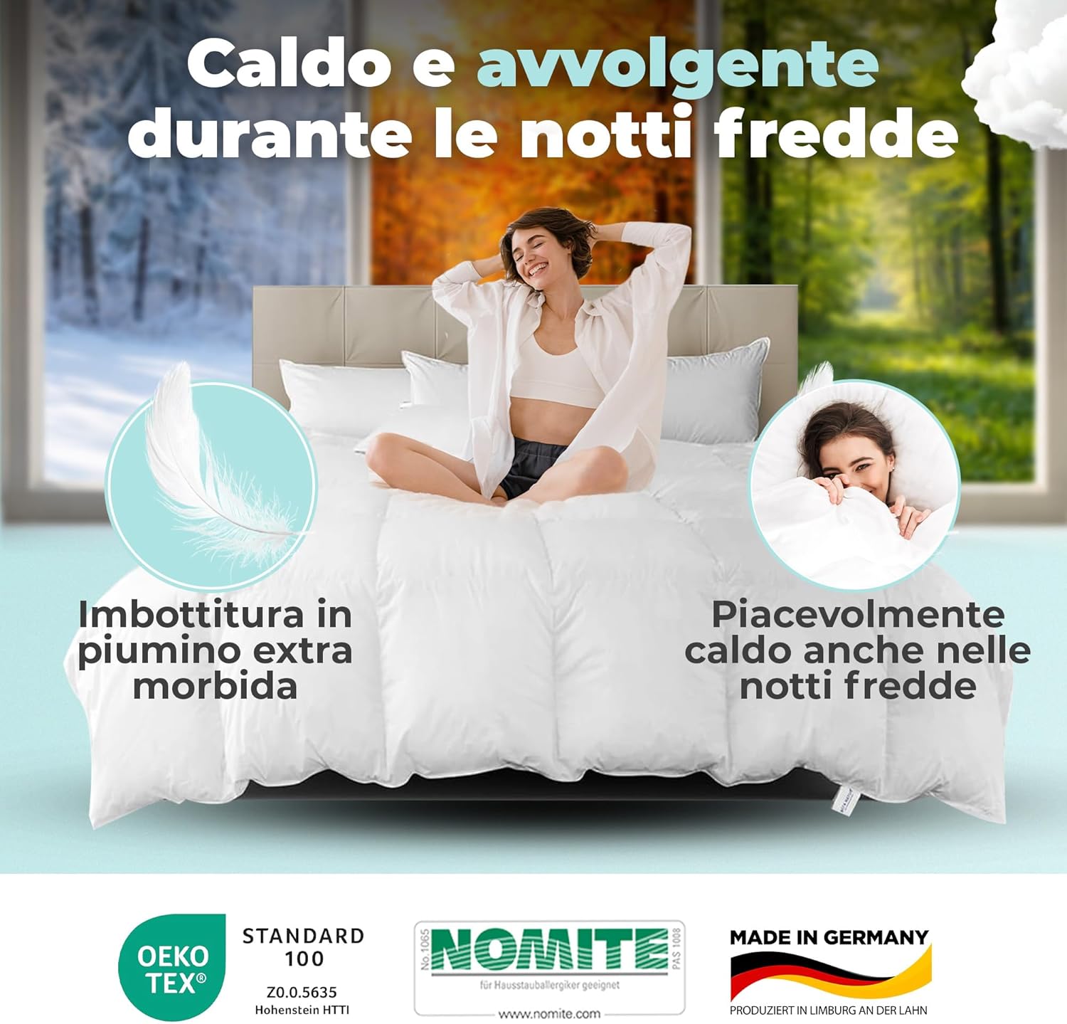 Thumbnail 3 de BEFA NATUR piumino 135x200 cm – calda coperta 4x6 cassette, 90% piumino 10% piume, Made in Germany