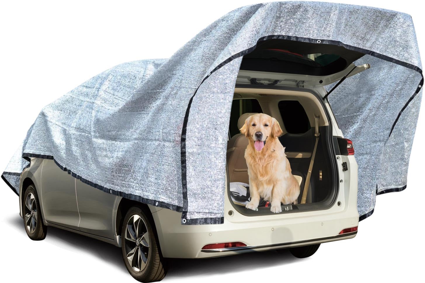 Detalle 2 de Filet d'ombrage 3 x 4 pour voiture et jardin – protection solaire respirante en aluminium