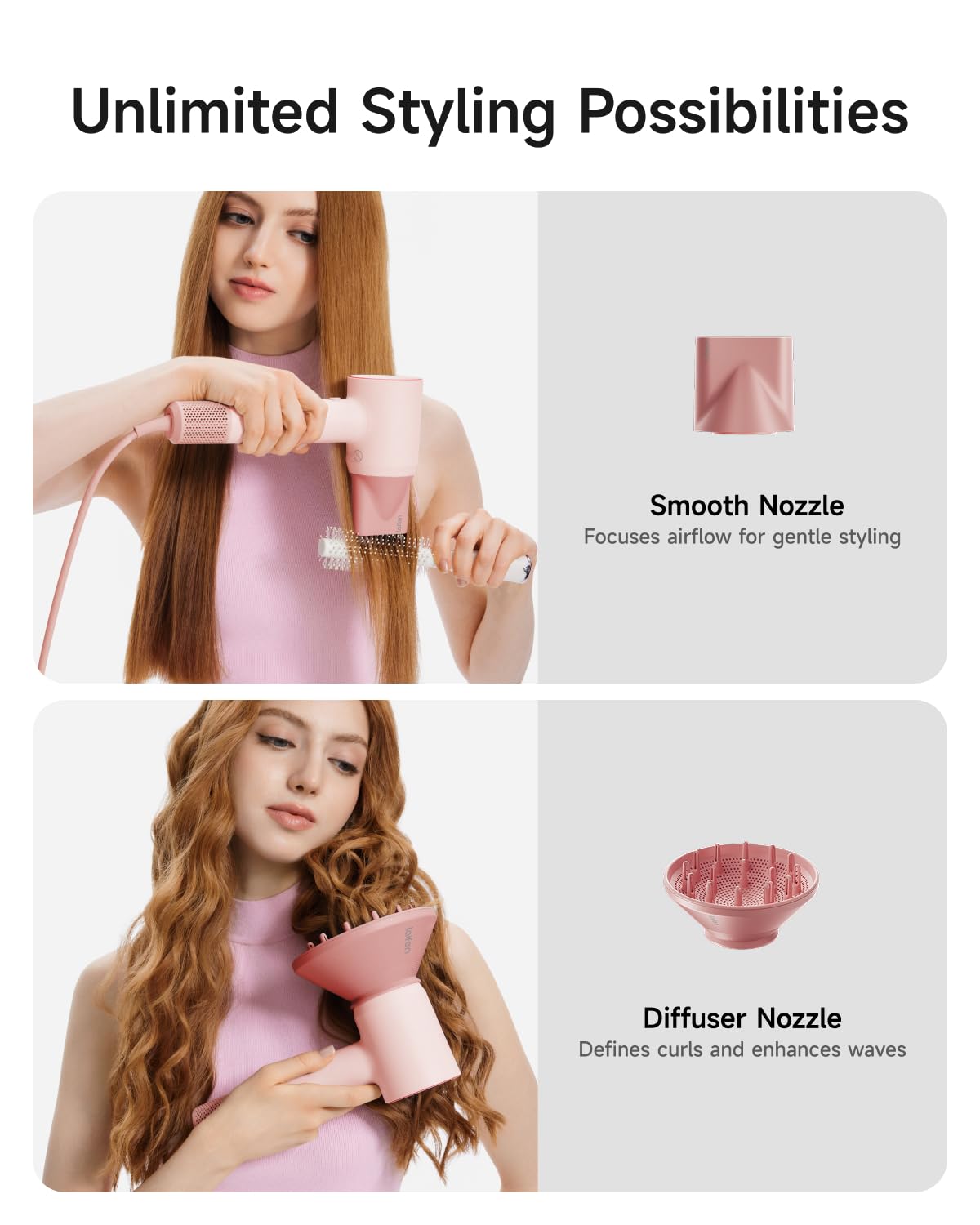 Thumbnail 4 de Laifen SE 2 Diffuser Hair Dryer, Pink, 21.5 m/s Air Speed