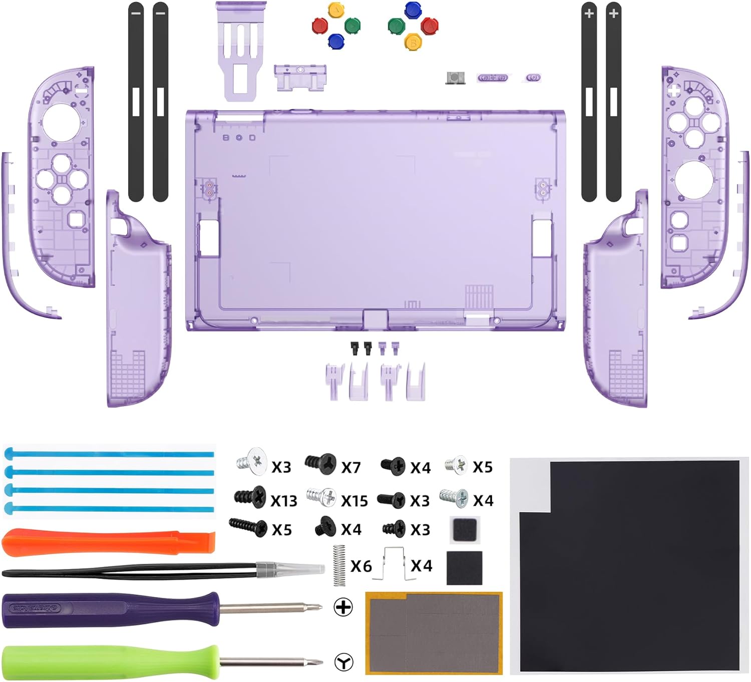 Thumbnail 1 de eXtremeRate DIY-Ersatz Shell Set für Nintendo Switch 2 – Transparent Lila, Joy-Con & Konsole